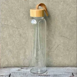 Wooden Lid Glass water bottle 800 ml