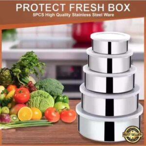 Protect Fresh Stainless Steel Food Box With Plastic Lids - Keep Your Food Fresh And Secure With Stainless Steel Food Box Set